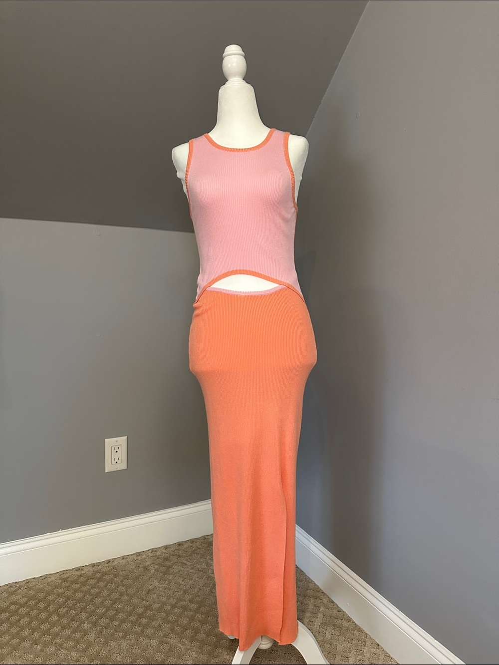 Two-Tone Pink & Coral Maxi Skirt Set
